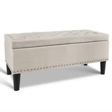 Linen Taupe Storage Ottoman Box