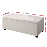 Storage Ottoman Linen Box  Beige