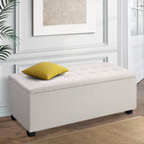 Storage Ottoman Linen Box  Beige