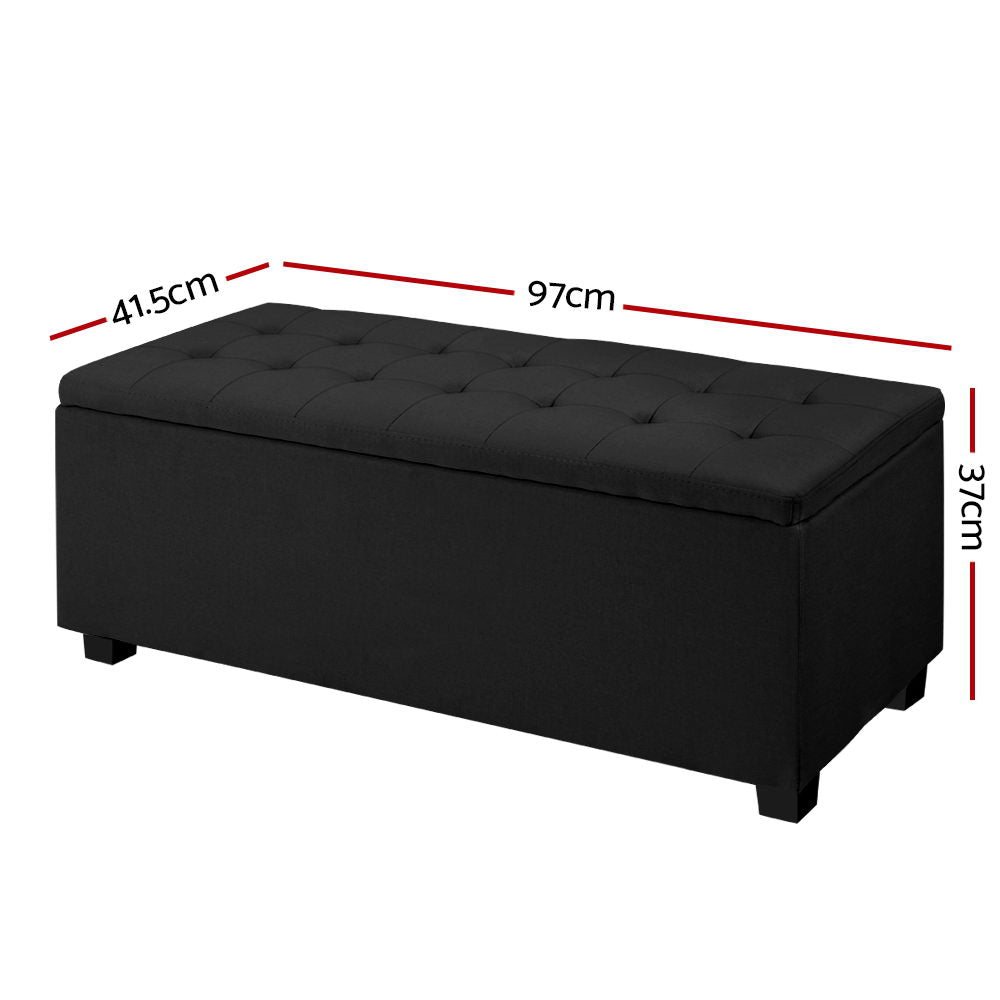 Storage Ottoman Linen Box Black