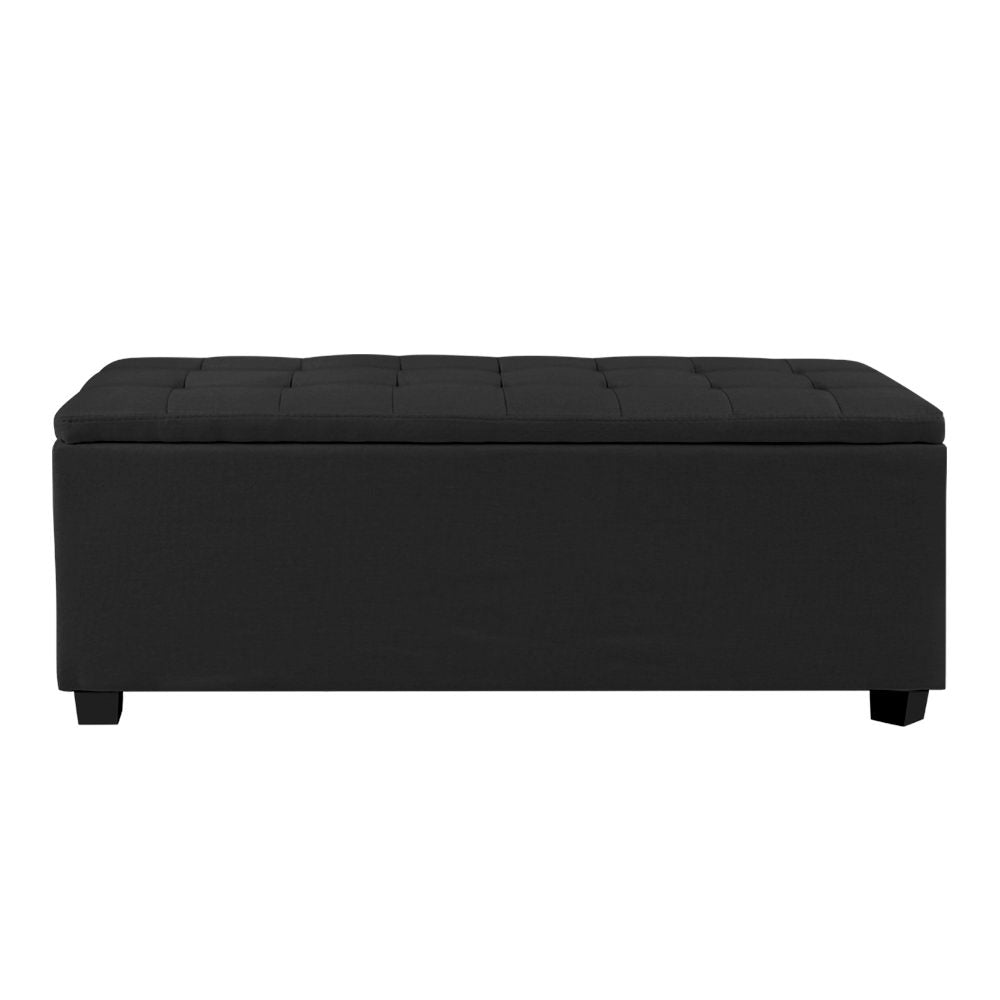 Storage Ottoman Linen Box Black