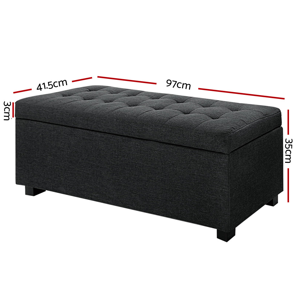 Storage Ottoman Linen Box Charcoal