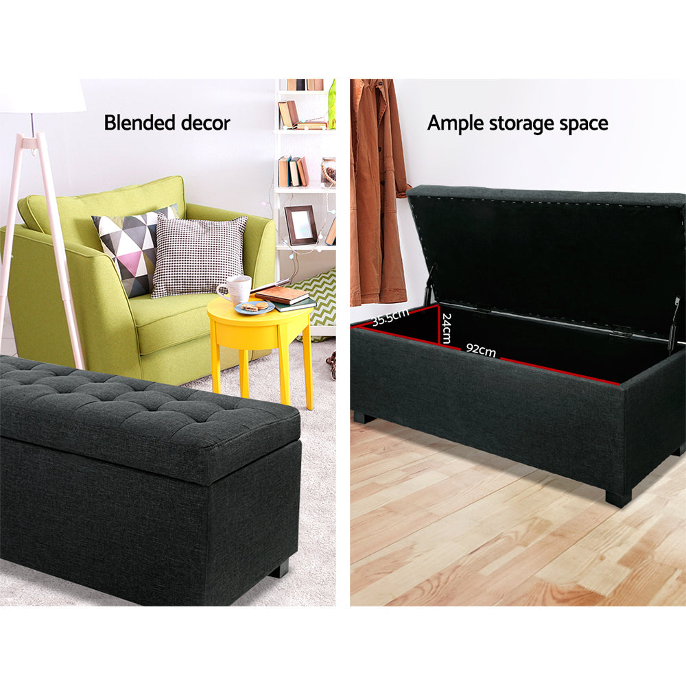 Storage Ottoman Linen Box Charcoal