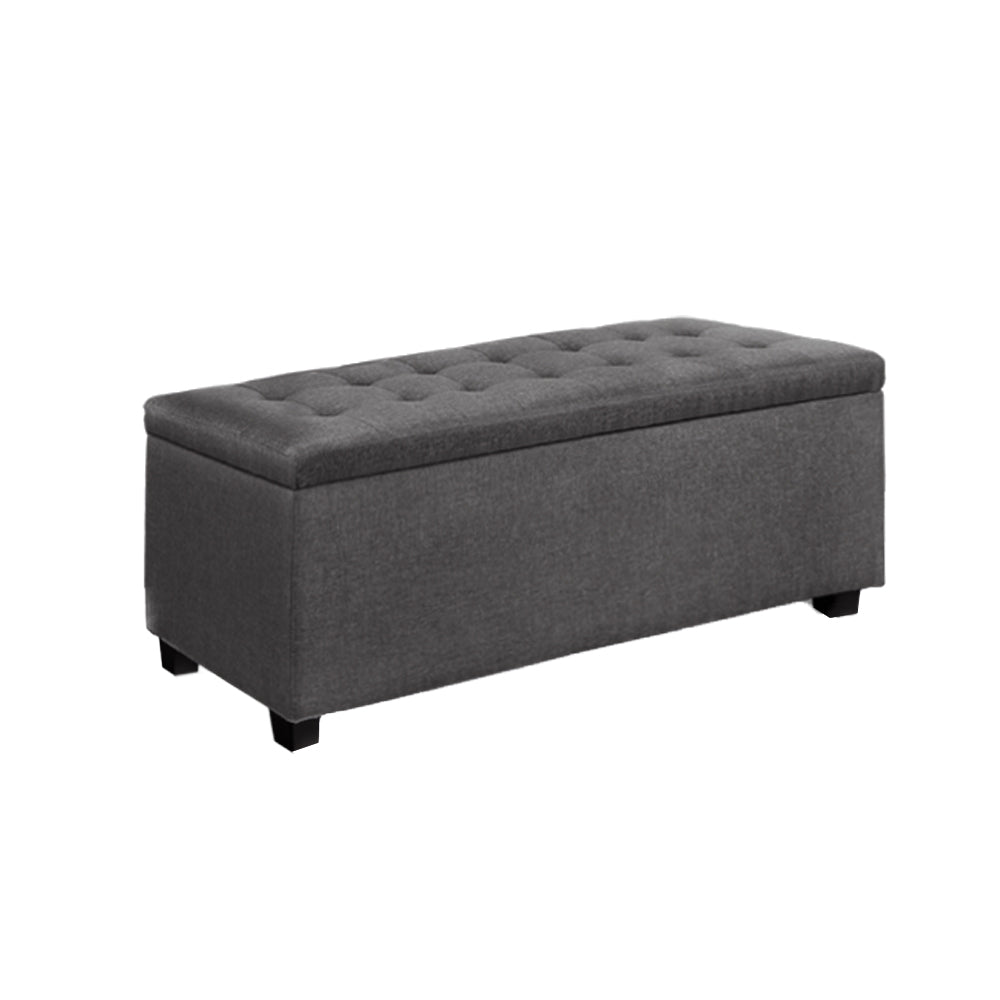 Storage Ottoman Blanket Box Linen Grey