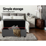 Storage Ottoman Blanket Box Linen Grey