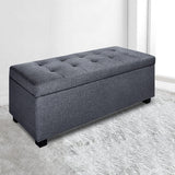 Storage Ottoman Blanket Box Linen Grey