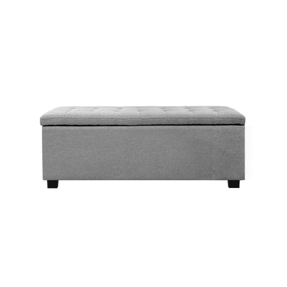 Storage Ottoman Linen Box Light Grey