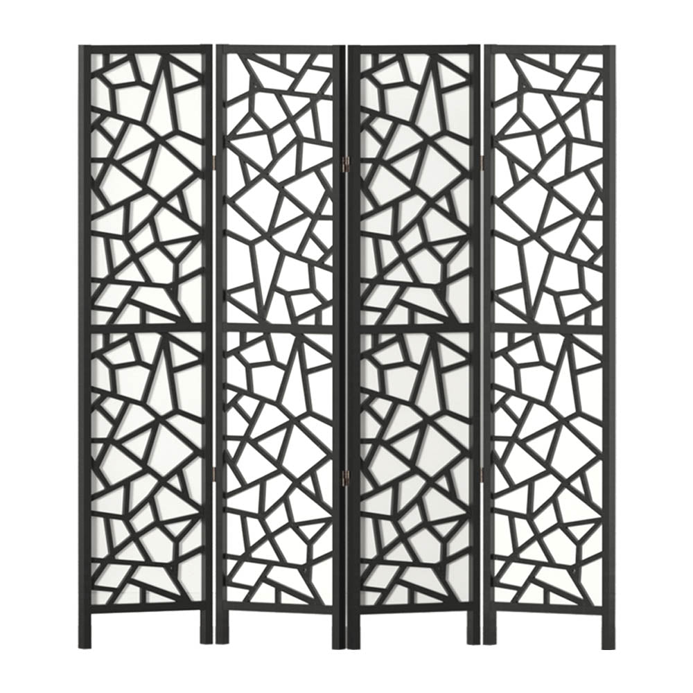 4 Panel Room Divider Screen Mosaic Black 162x170cm