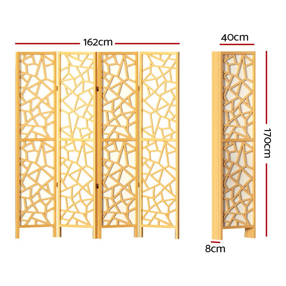 4 Panel Room Divider Screen 162x170cm Natural Mosaic