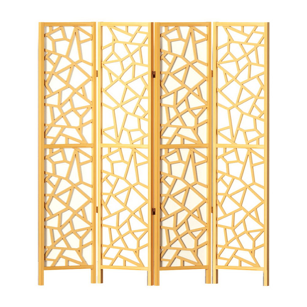 4 Panel Room Divider Screen 162x170cm Natural Mosaic