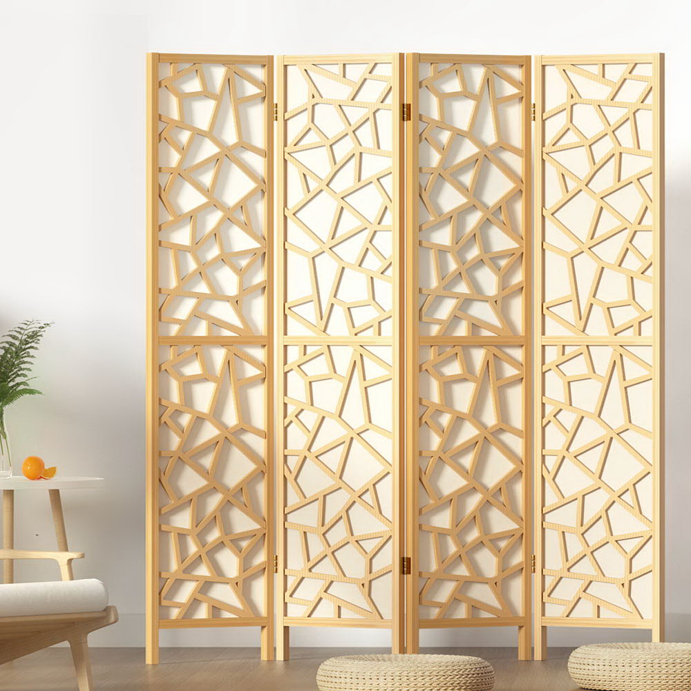 4 Panel Room Divider Screen 162x170cm Natural Mosaic