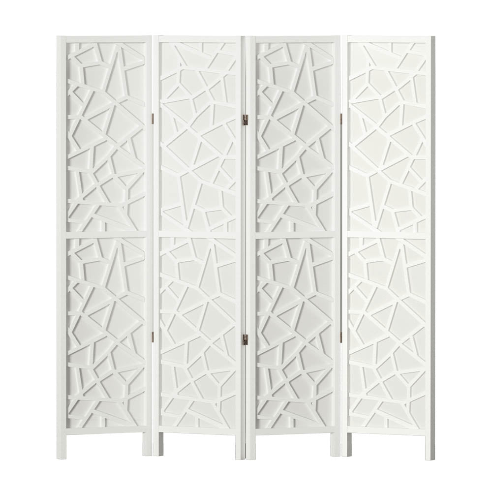 4 Panel Room Divider Screen 162x170cm White Mosaic