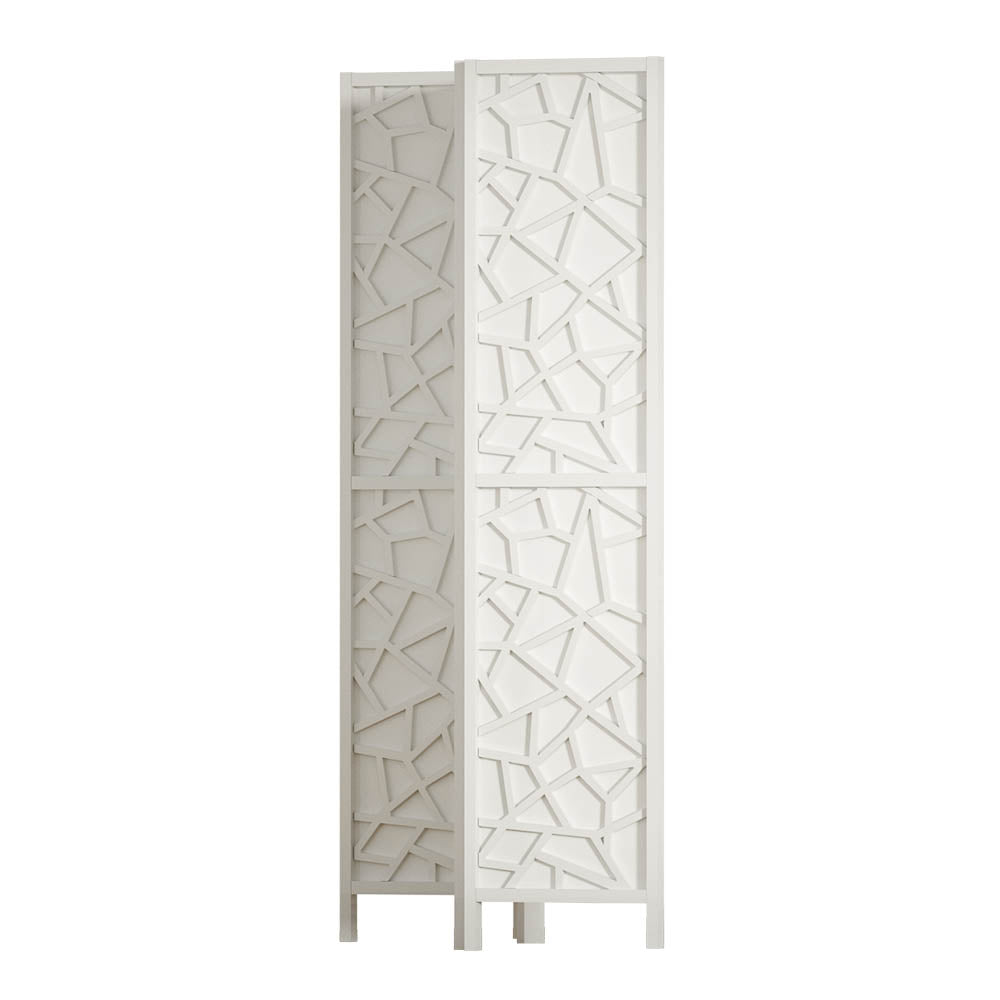 4 Panel Room Divider Screen 162x170cm White Mosaic