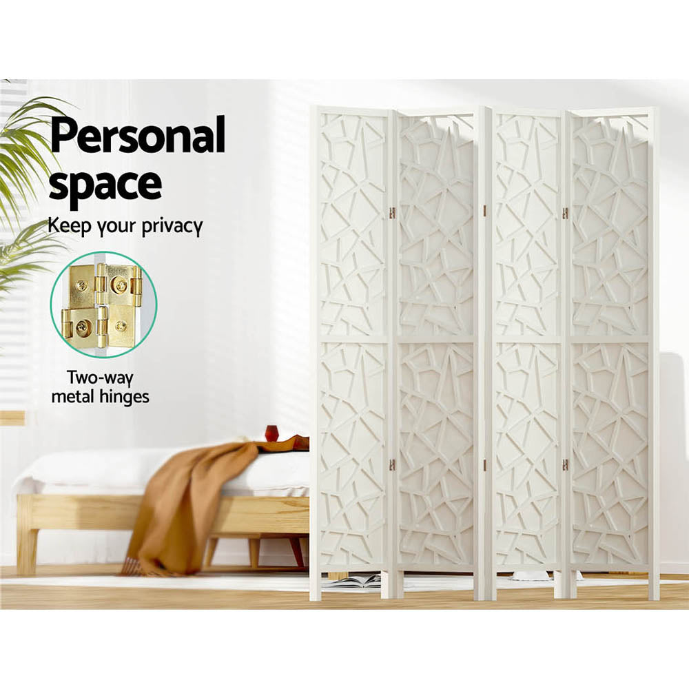 4 Panel Room Divider Screen 162x170cm White Mosaic