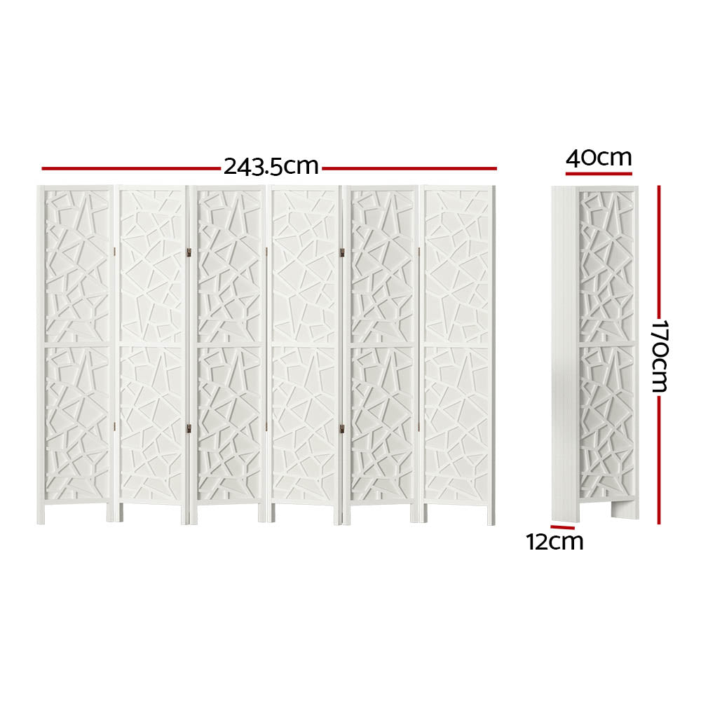 6 Panel White Room Divider