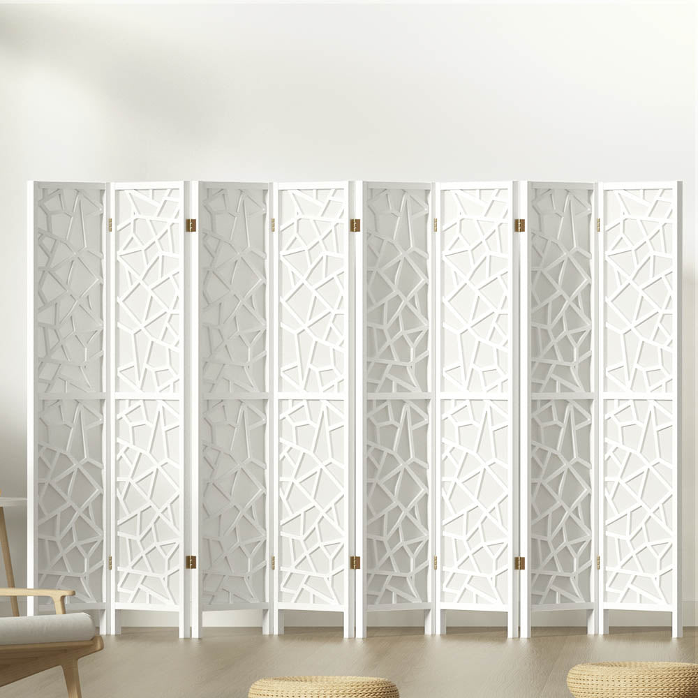 8 Panel Room Divider Screen Clover White