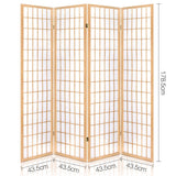 4 Panel Room Divider Screen Natural