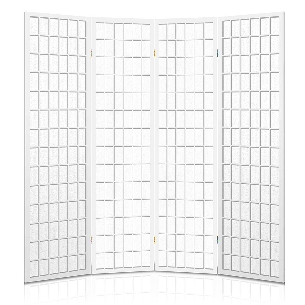 4 Panel Room Divider Screen White