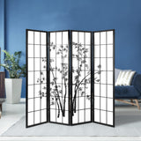 4 Panel Shoji Bamboo Room Divider Screen Black 174x178.5cm