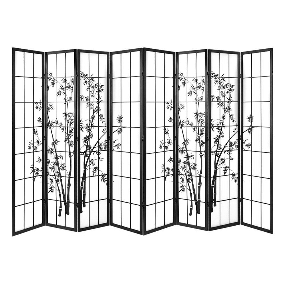 8 Panel Room Divider Screen Bamboo Black