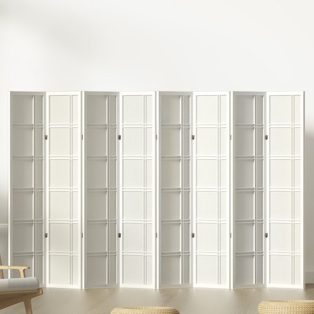 8 Panel Room Divider Screen 348x179cm White