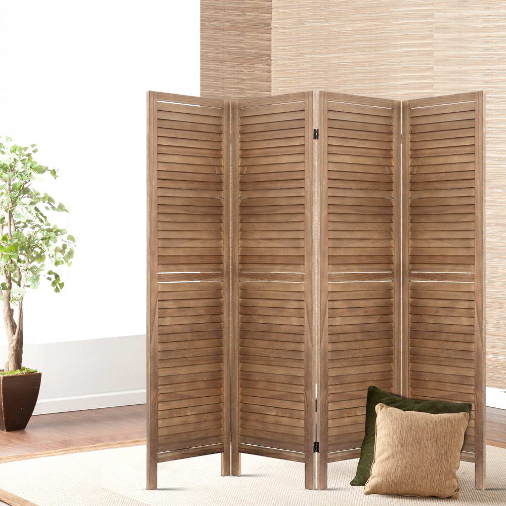 4 Panel Room Divider Screen 160x170cm Natural Paulownia