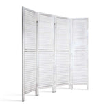 4 Panel Room Divider Screen 163x170cm White Paulownia