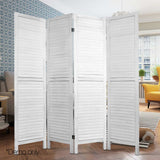 4 Panel Room Divider Screen 163x170cm White Paulownia