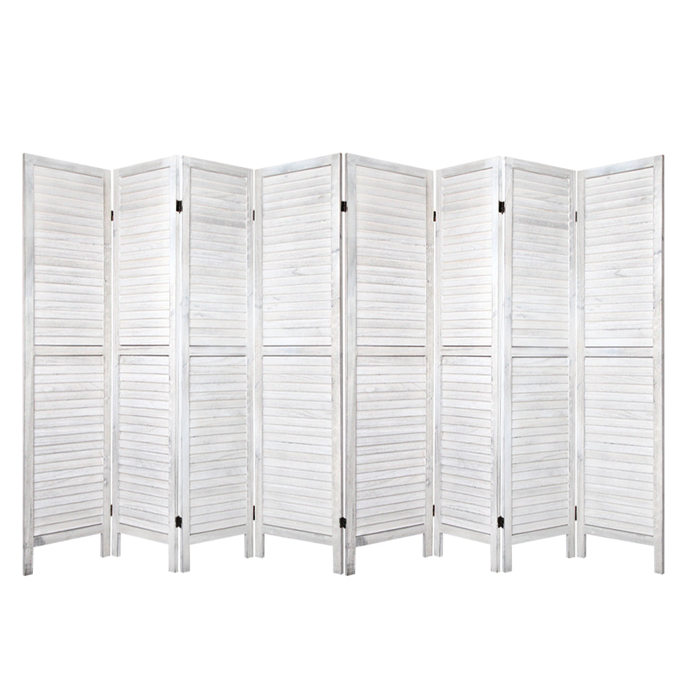 8 Panel Room Divider Screen White