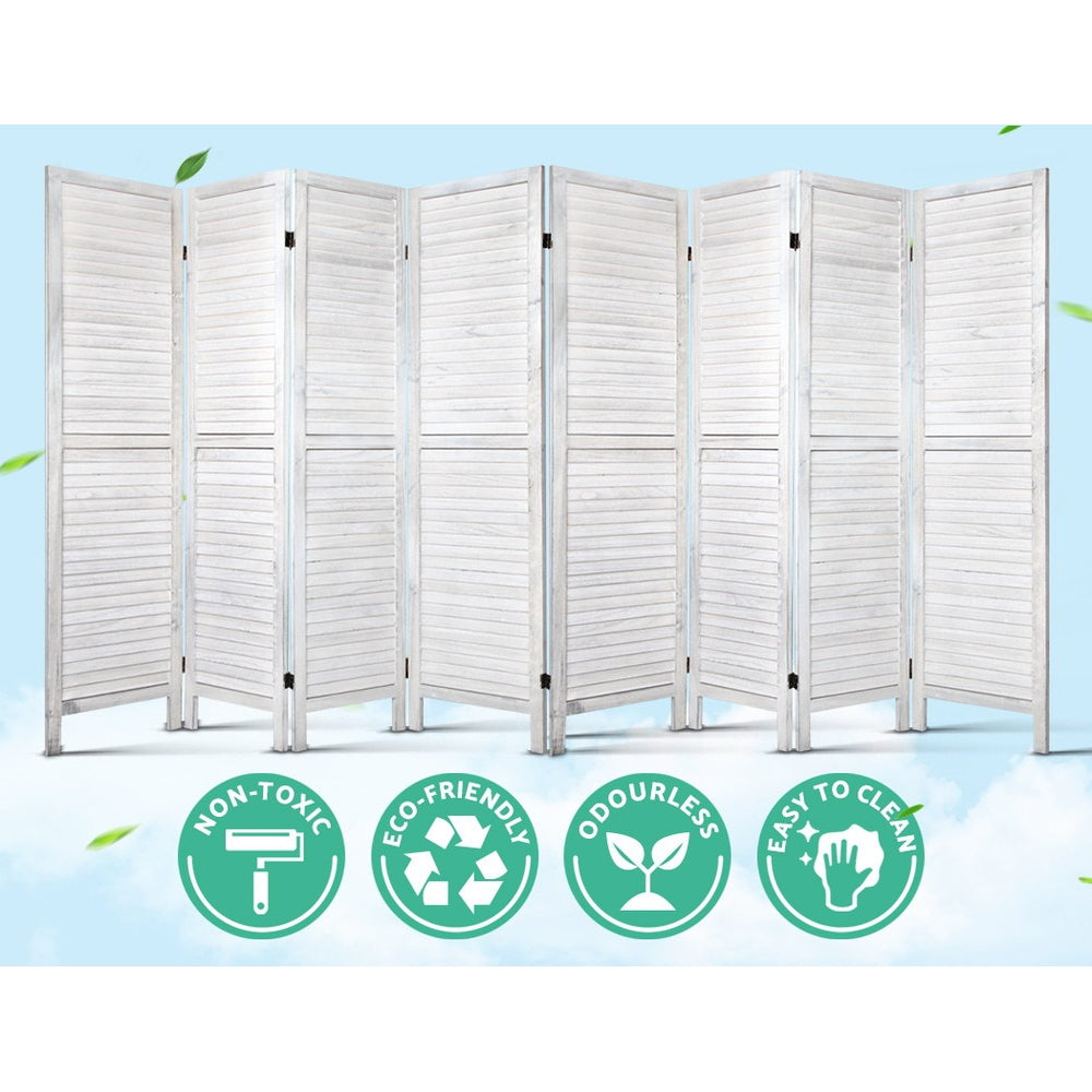 8 Panel Room Divider Screen White