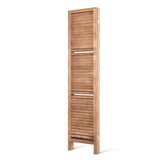 4 Panel Room Divider Screen 163x170cm Natural Slatted