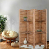 4 Panel Room Divider Screen 163x170cm Natural Slatted