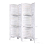 4 Panel Room Divider Screen 163x170cm White Slatted