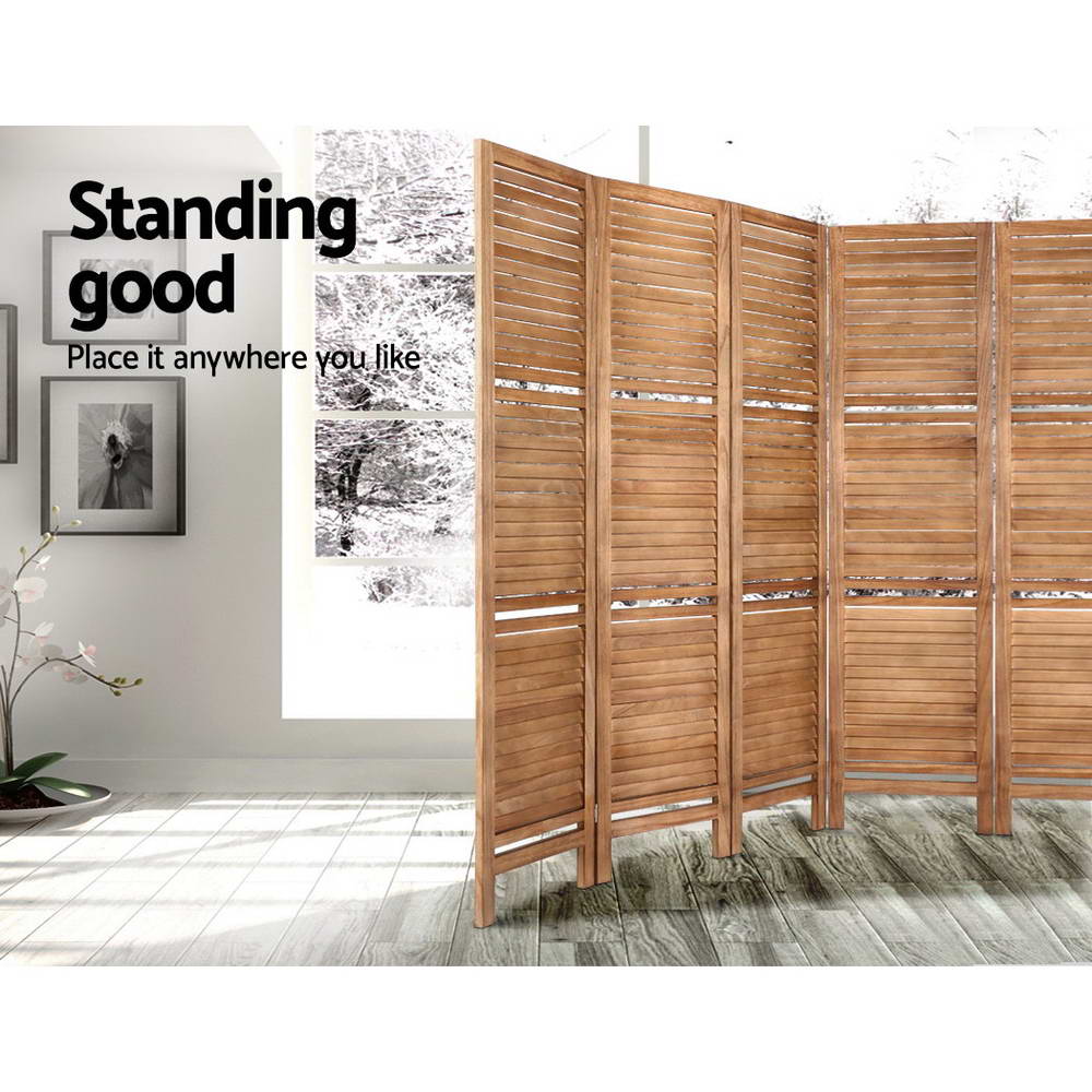 8 Panel Room Divider Screen Brown