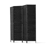 4 Panel Black Woven Room Divider Screen 132x179cm