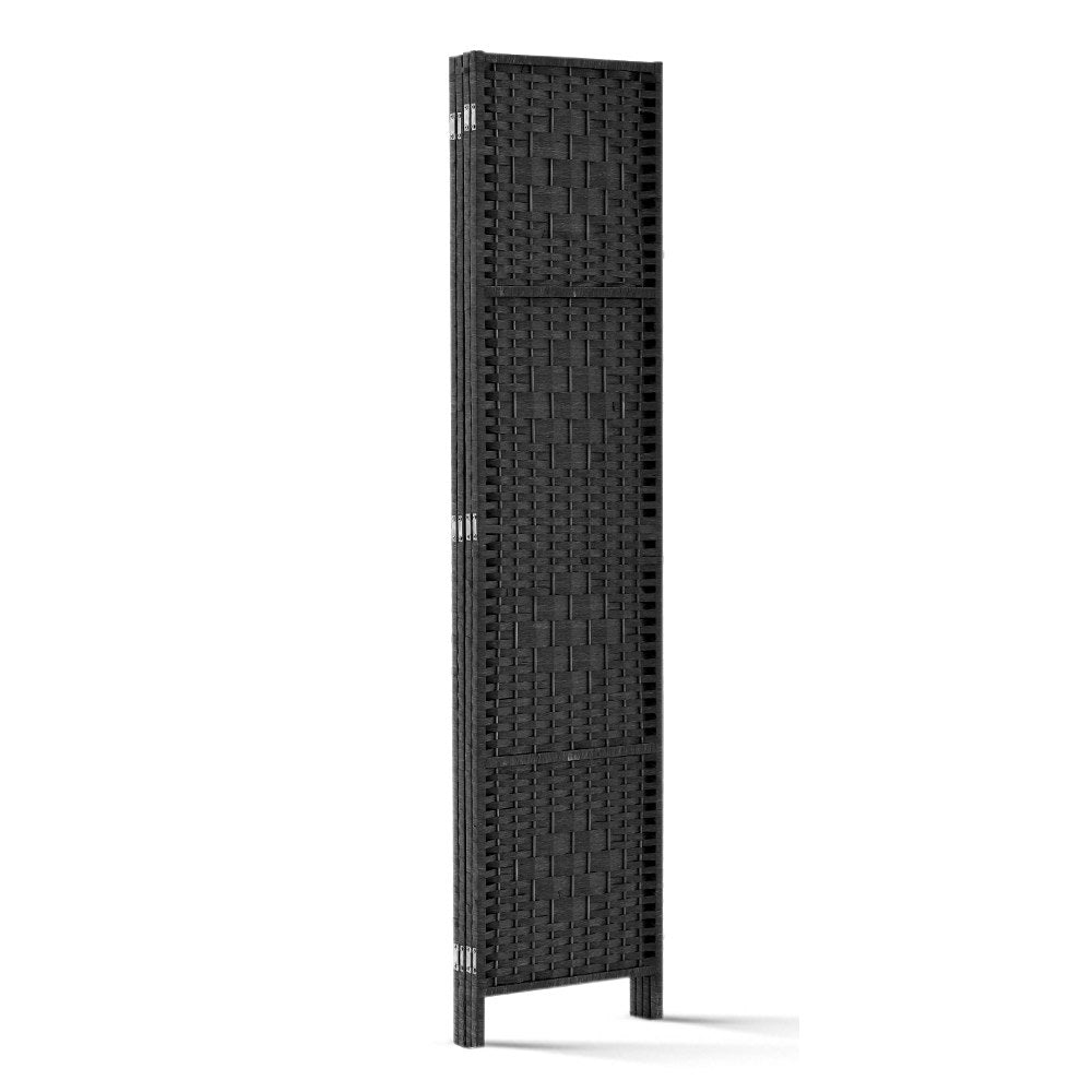 4 Panel Black Woven Room Divider Screen 132x179cm