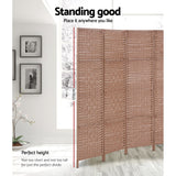 4 Panel Room Divider Screen 163x170cm Hand Woven Rattan