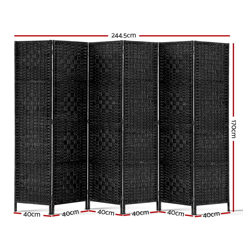 6 Panel Black Room Divider