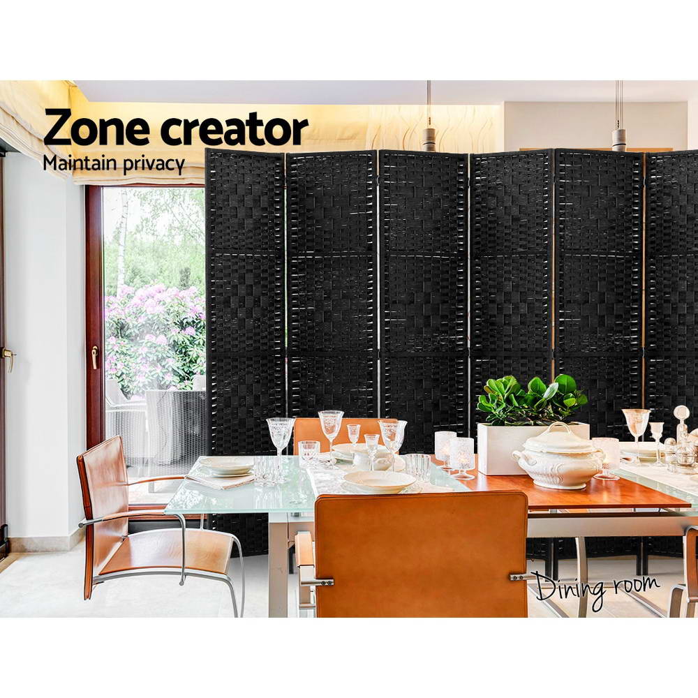 8 Panel Room Divider Screen 325x170cm Clover Black