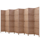 8 Panel Room Divider Screen Woven Brown