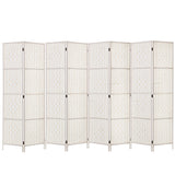 8 Panel Room Divider Screen Woven White