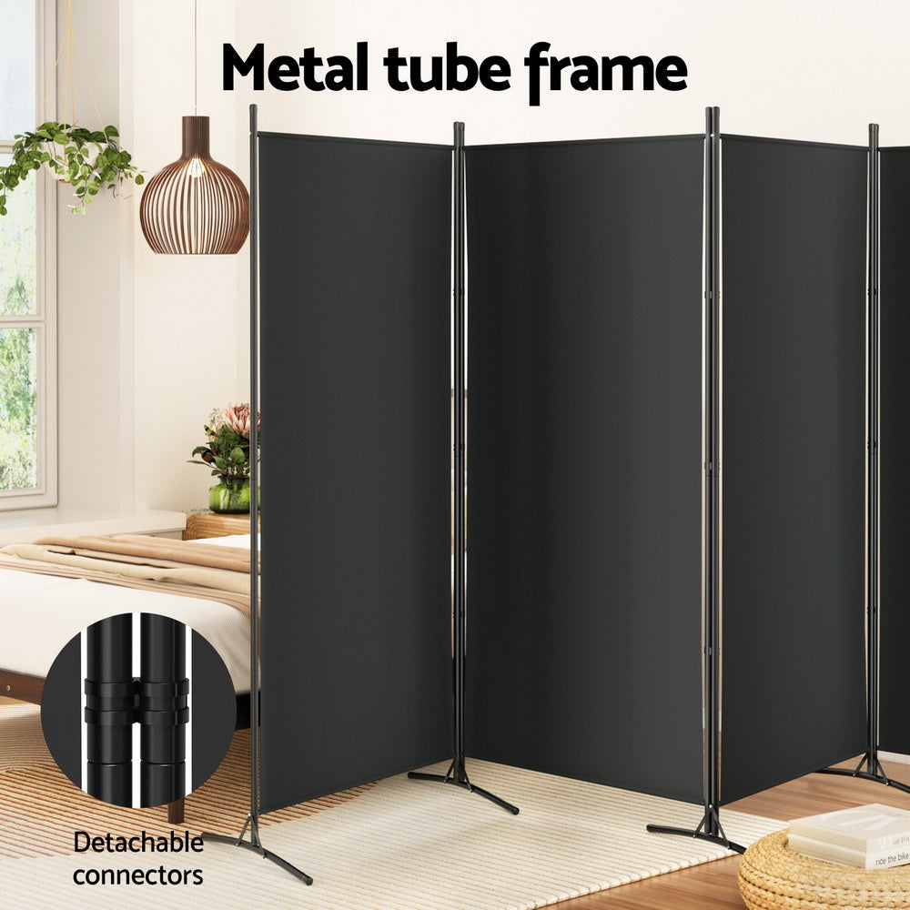 4 Panel Room Divider Screen Black