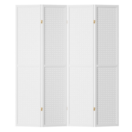 4 Panel Room Divider Screen Peg Board 164x170cm White