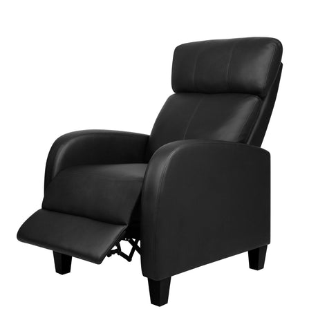 PU Leather Armchair Recliner - Black