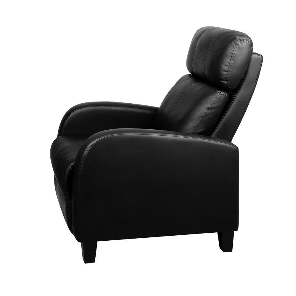 PU Leather Armchair Recliner - Black