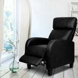 PU Leather Armchair Recliner - Black