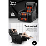 Recliner Chair Black 8-Point Heated Massage
