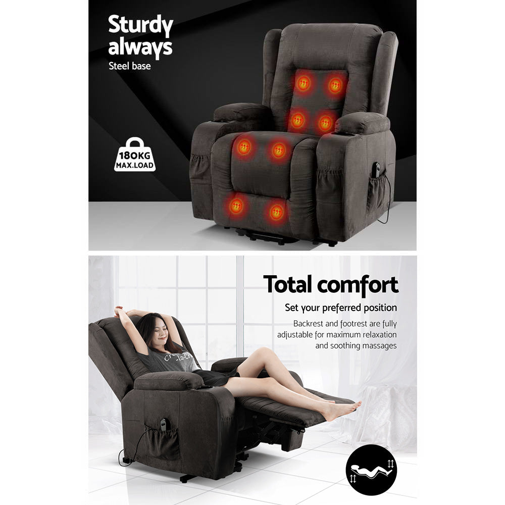 Suede Grey Massage Recliner Chair