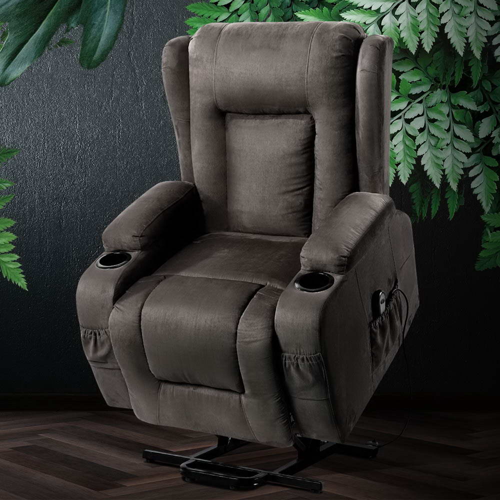 Suede Grey Massage Recliner Chair