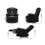 Recliner Armchair Black PU Leather